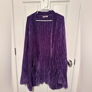 Woman Within Purple Chenille Cardigan in 5x.